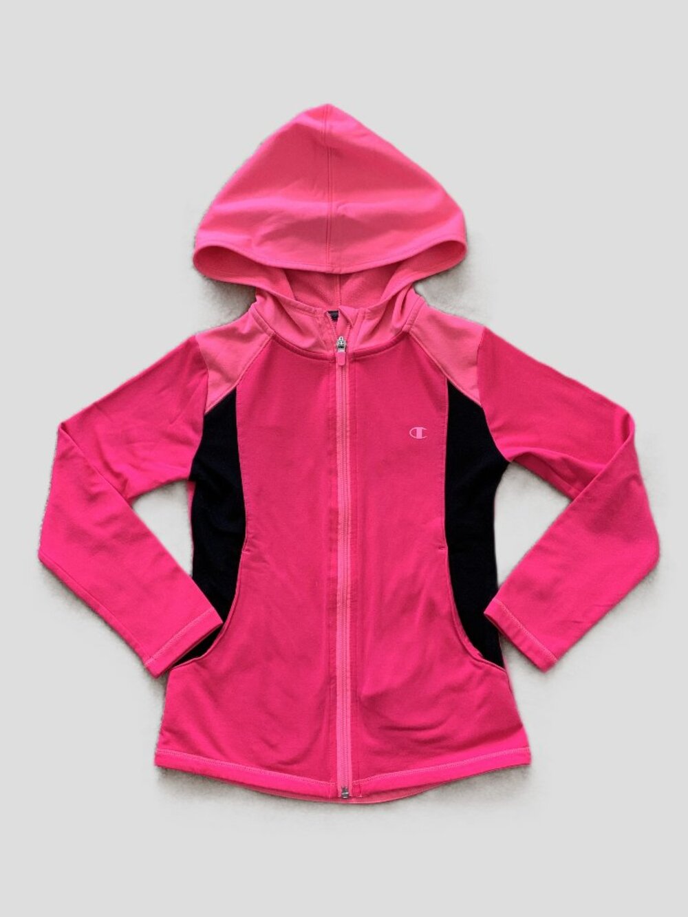 Champion Gear Girls Pink Zip Up Jacket with Hoodie Long Sleeves Size M